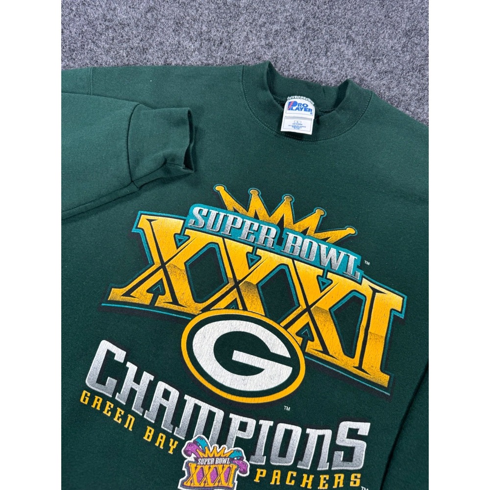 VTG 1997 Green Bay Packers Super Bowl XXXI Champions Sweatshirt Mens L USA